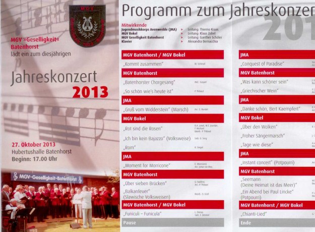 Flyer zum Konzert des MGV am 27.10.2013
