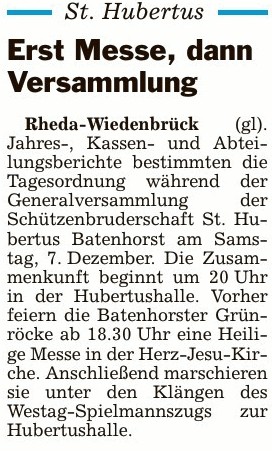 Zeitungsartikel zur Einladung zur Generalversammlung 2013